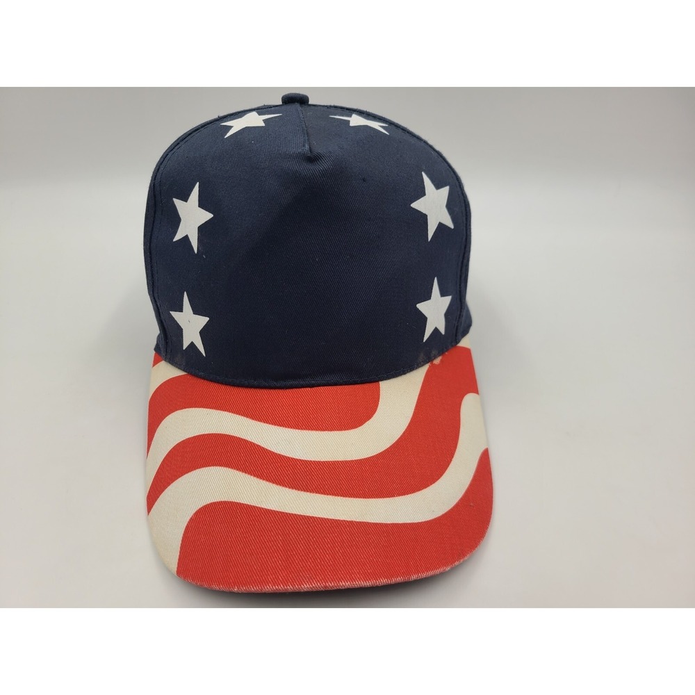 Vintage United States American Flag All Over Print Snapback Hat Cap USA Men Blue